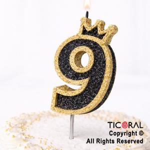 VELA NUMERO CORPOREO CON GIBRE ORO N.9 x 1